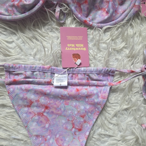 Strawberry Milk Mob Pink and Purple Tie-Dye Bikini Set - Picture 8 of 9